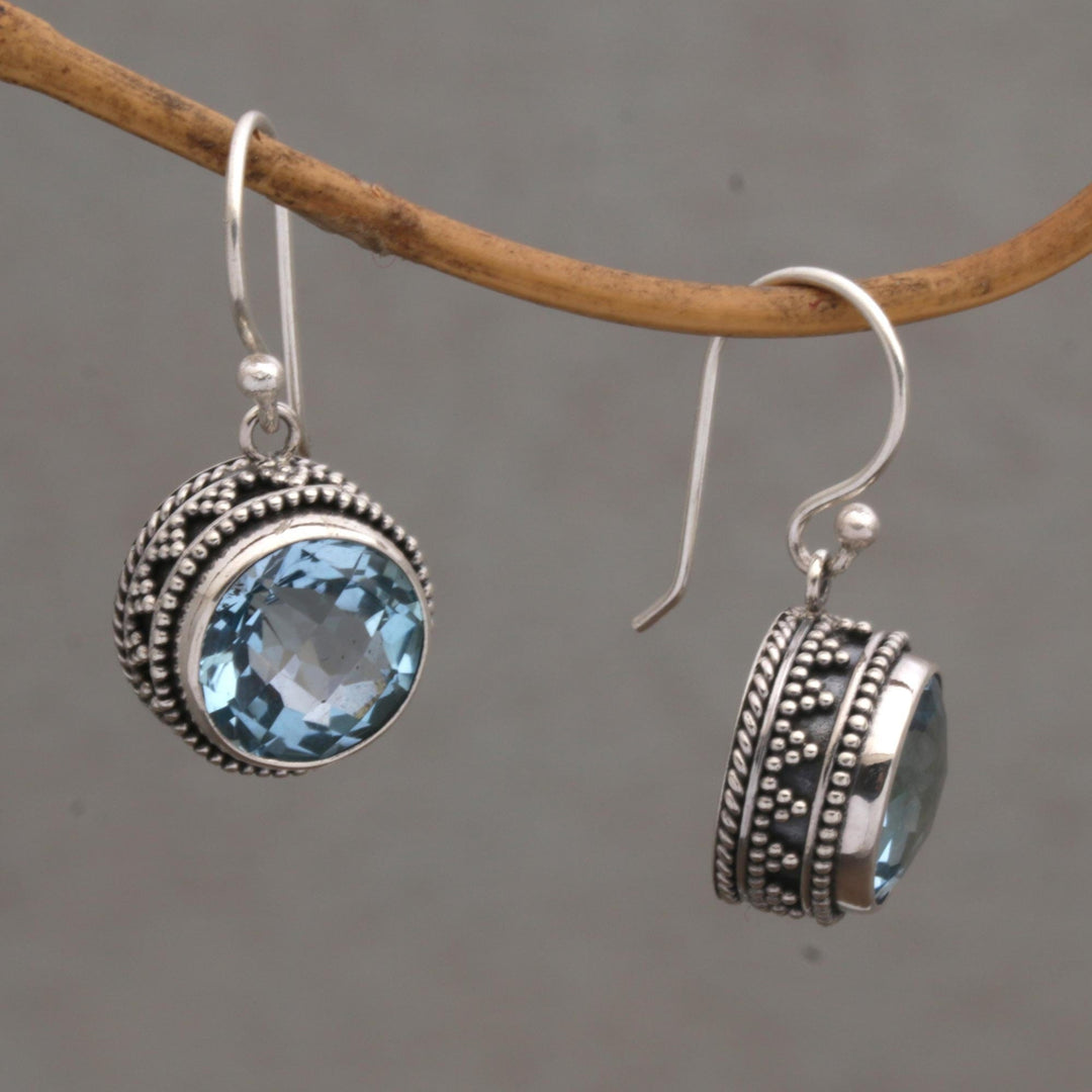 Handcrafted Blue Topaz and Sterling Silver Dangle Earrings - Sparkling Haven