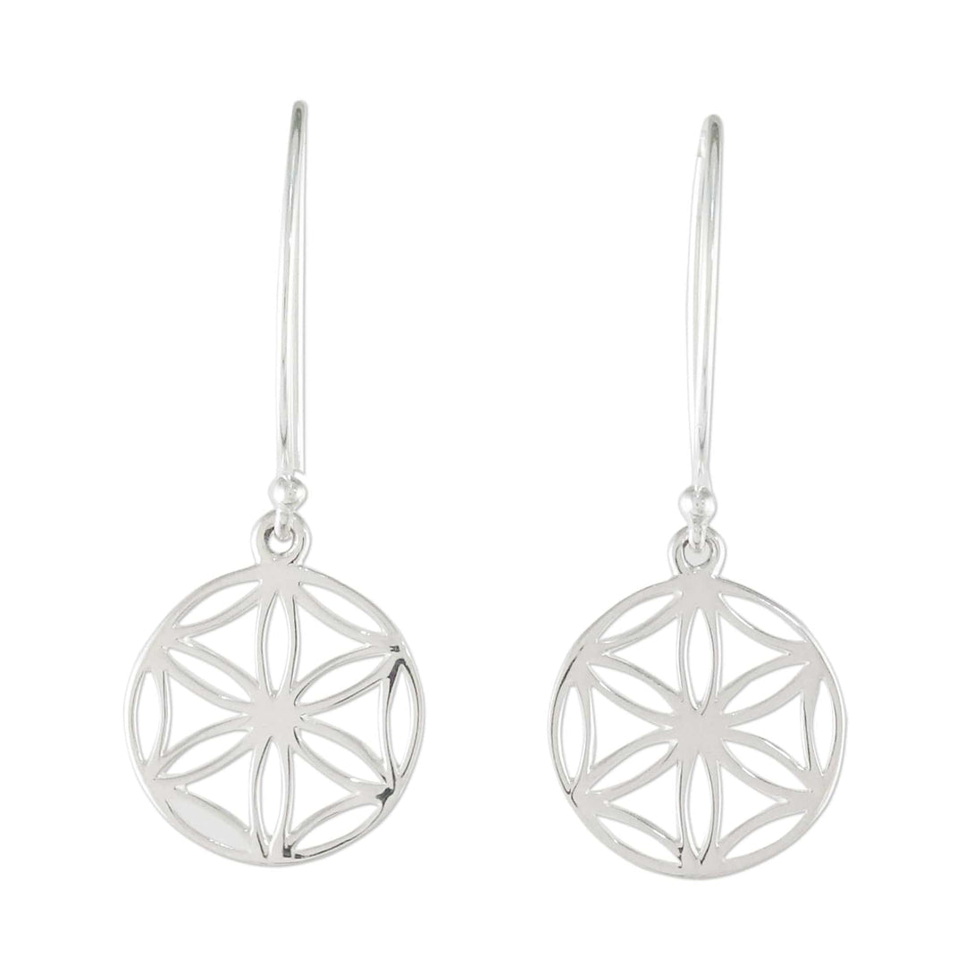 Thai Artisan Handmade Sterling Silver Floral Dangle Earrings - Inner Blooms