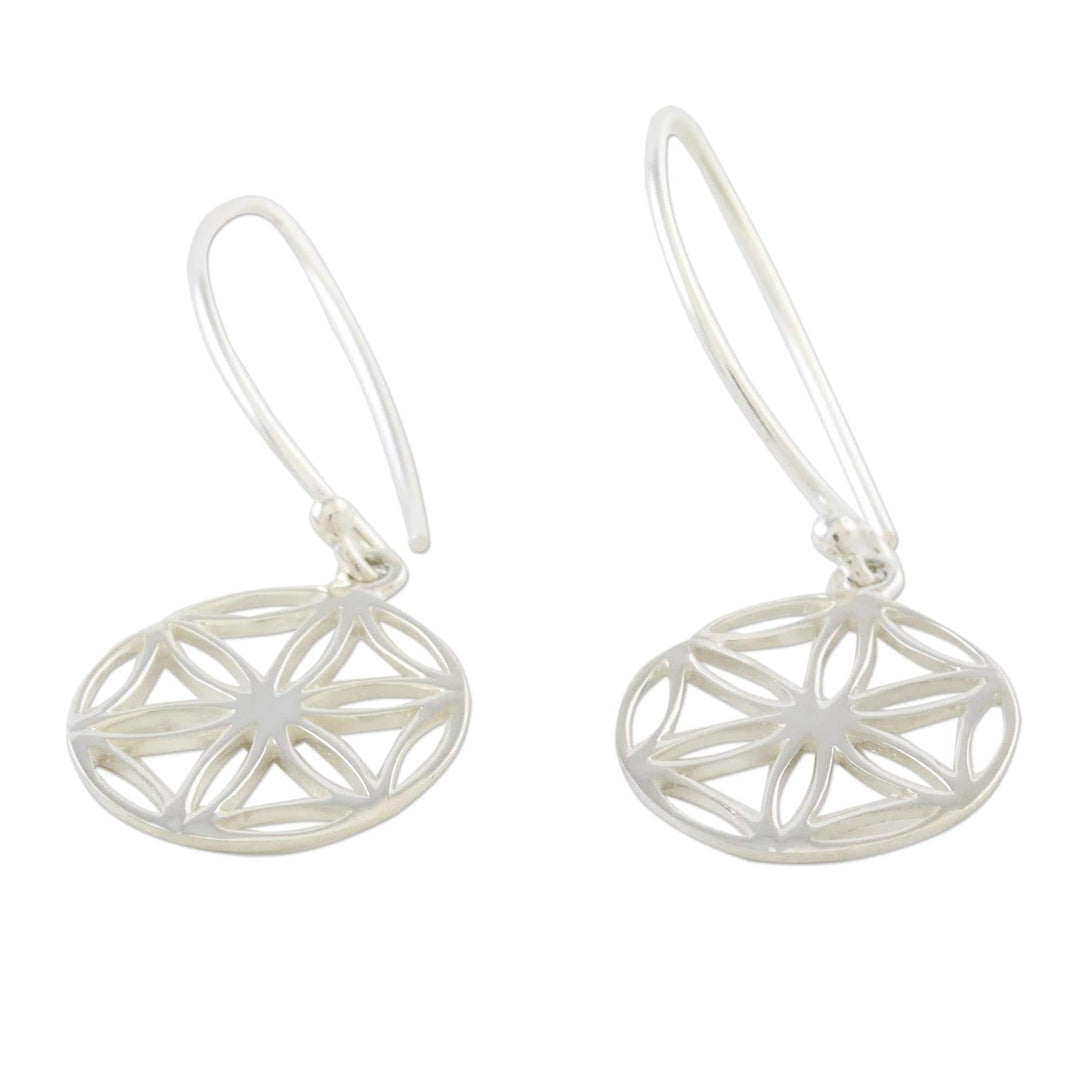 Thai Artisan Handmade Sterling Silver Floral Dangle Earrings - Inner Blooms