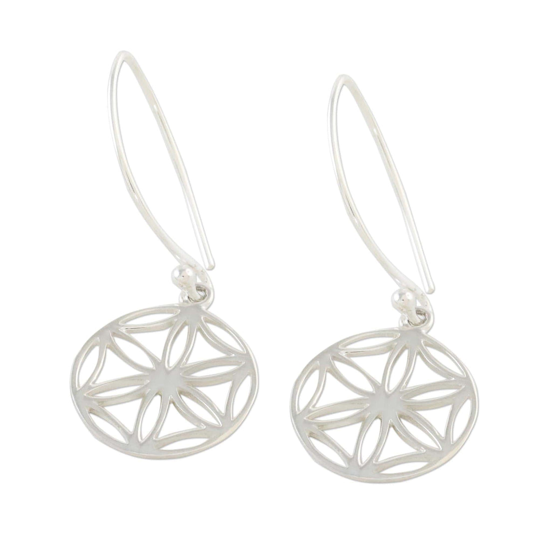 Thai Artisan Handmade Sterling Silver Floral Dangle Earrings - Inner Blooms