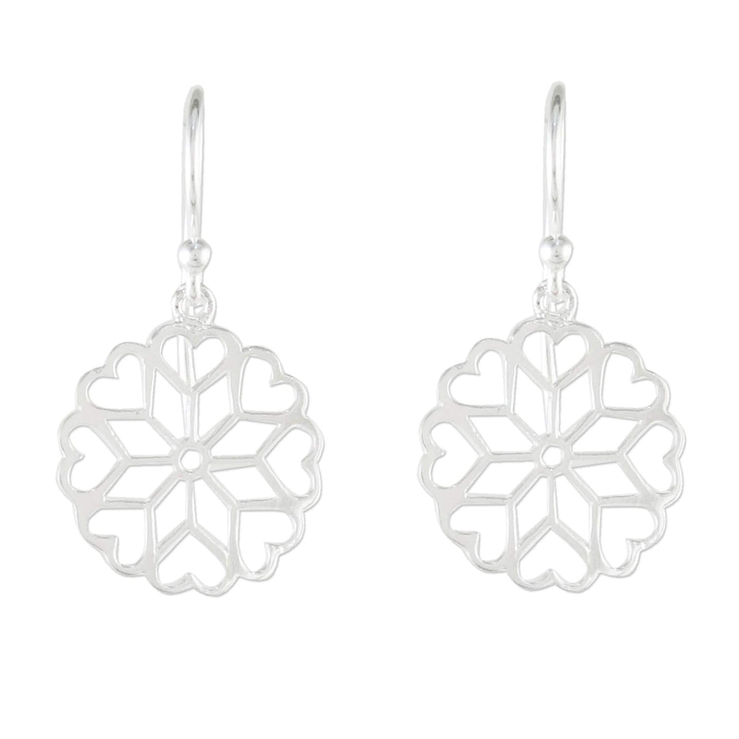 Sterling Silver Hearts Dangle Earrings from Thailand - Frozen Hearts