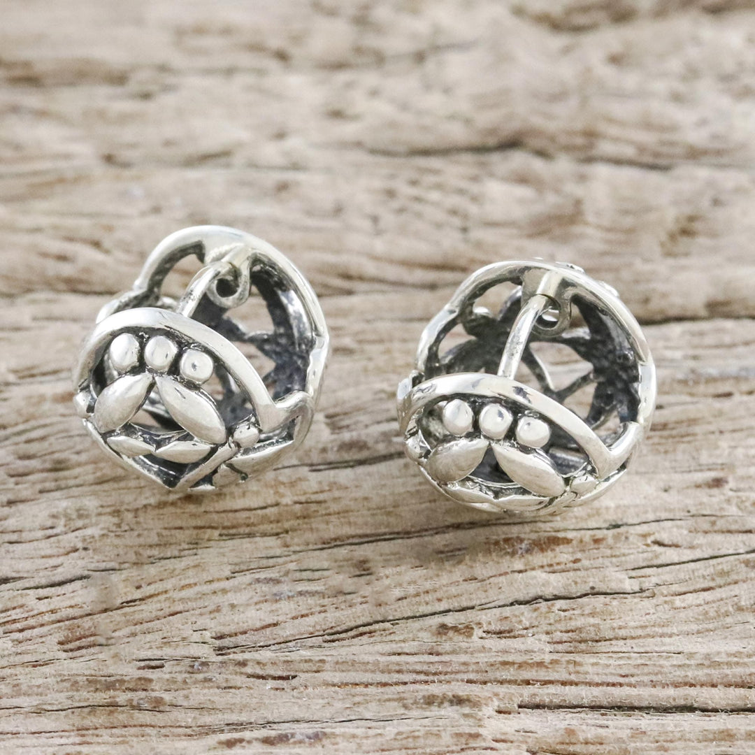 Sterling Silver Dragonfly Hoop Earrings from Thailand - Dragonfly Reflection