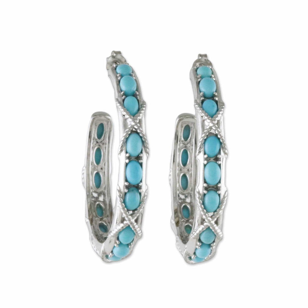 Nautical Style Turquoise Half Hoop Earrings from Thailand - Nautical Notions