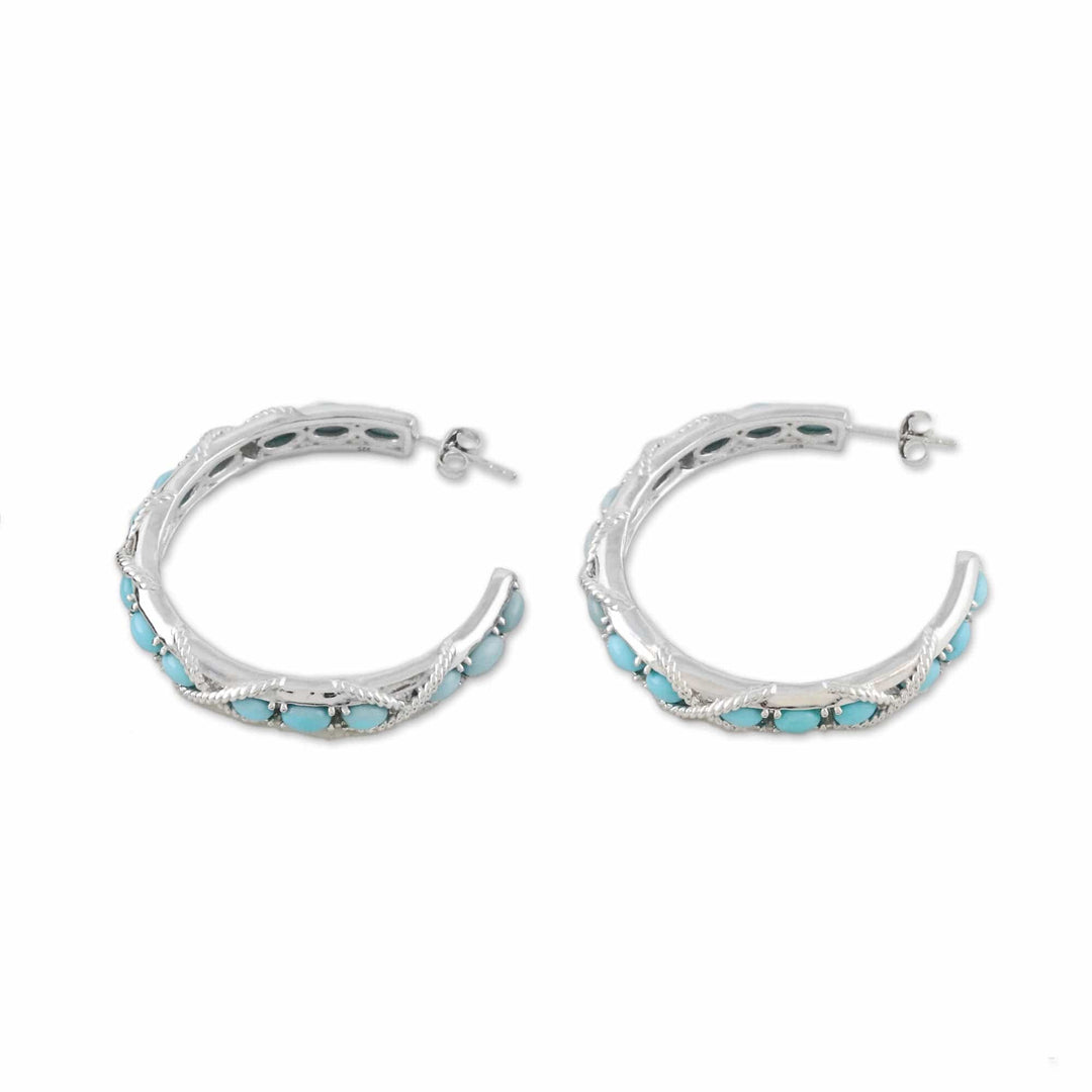 Nautical Style Turquoise Half Hoop Earrings from Thailand - Nautical Notions
