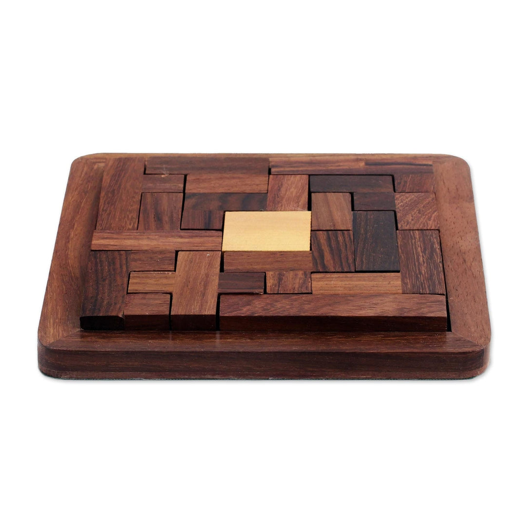Handcrafted Geometric Wood Puzzle - Brain Teaser