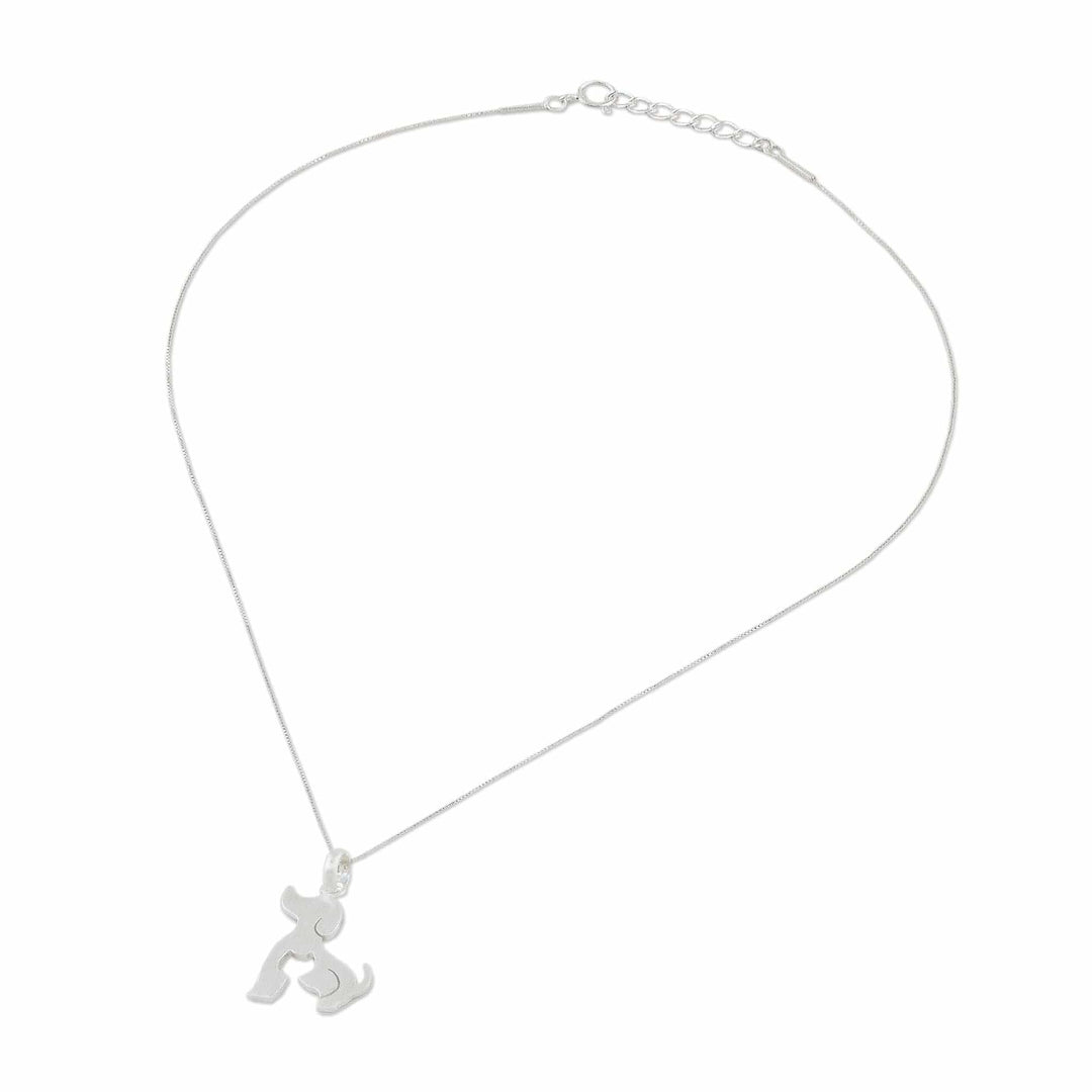 Dog and Cat Sterling Silver Pendant Necklace from Thailand - Steadfast Companions