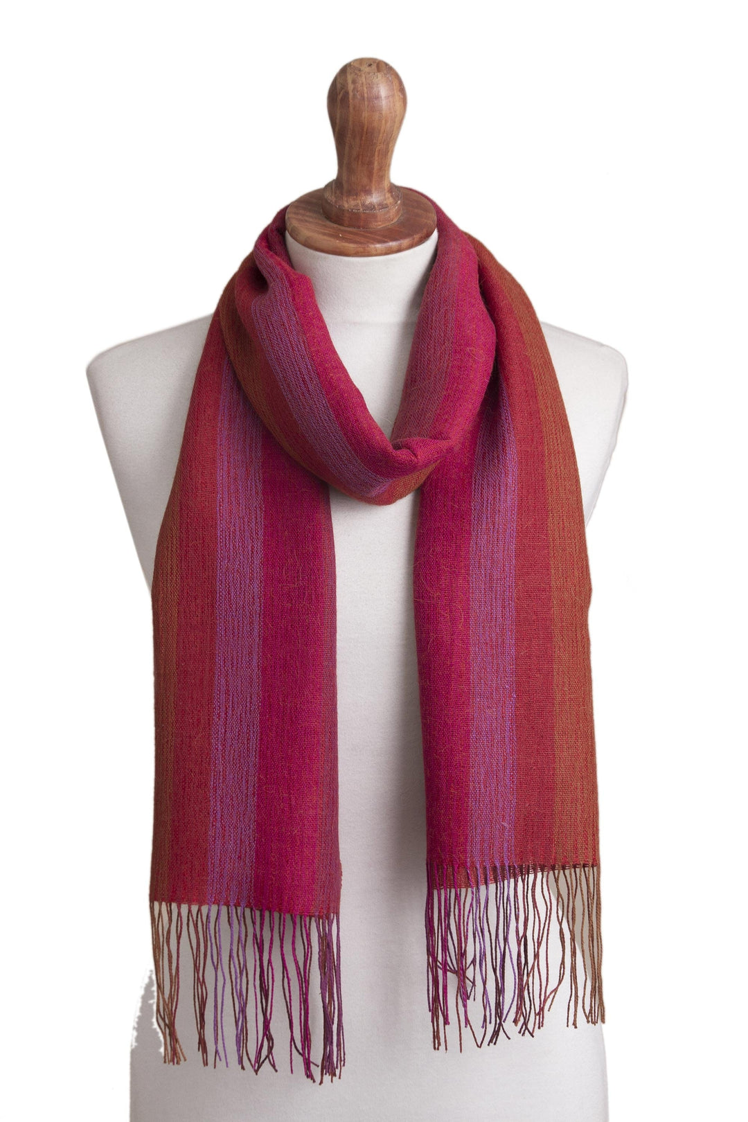 Warm Red-Orange Baby Alpaca and Pima Cotton Scarf - Blazing Trails