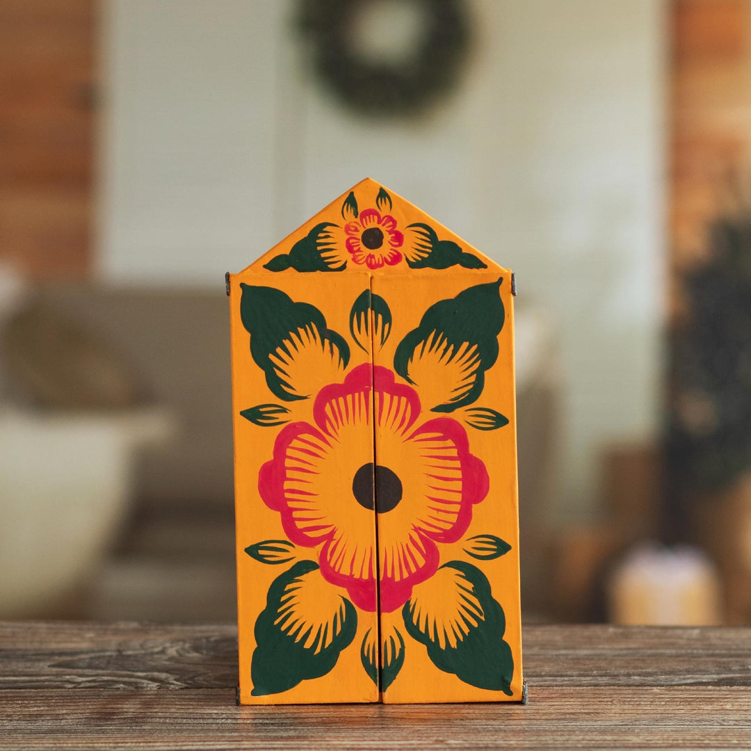 Ceramic Folk Art Religious Retablo Diorama Handmade in Peru - Llamas on Christmas Eve