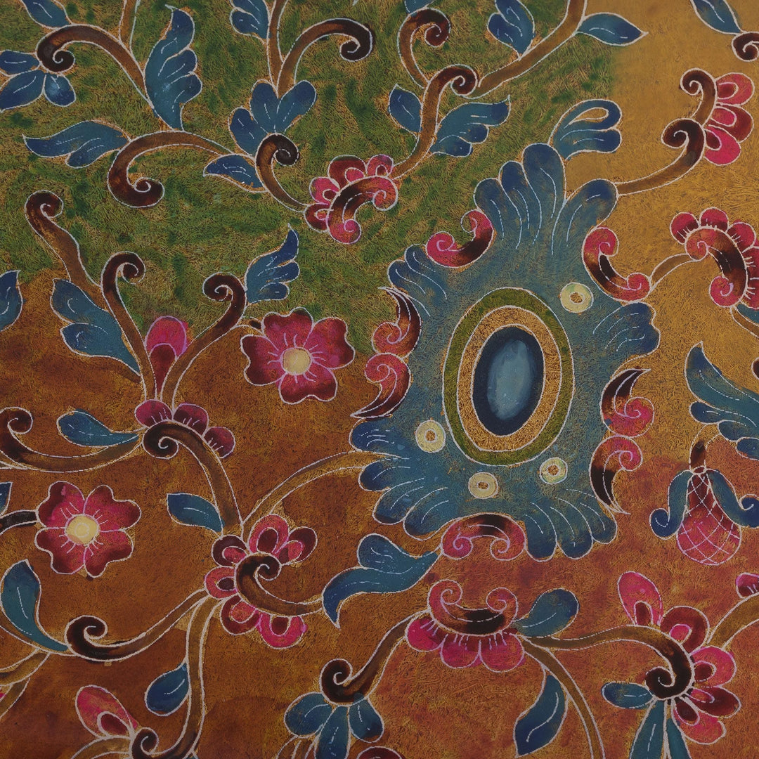 Floral Reverse-Painted Glass Tray from Peru - Margarita Field