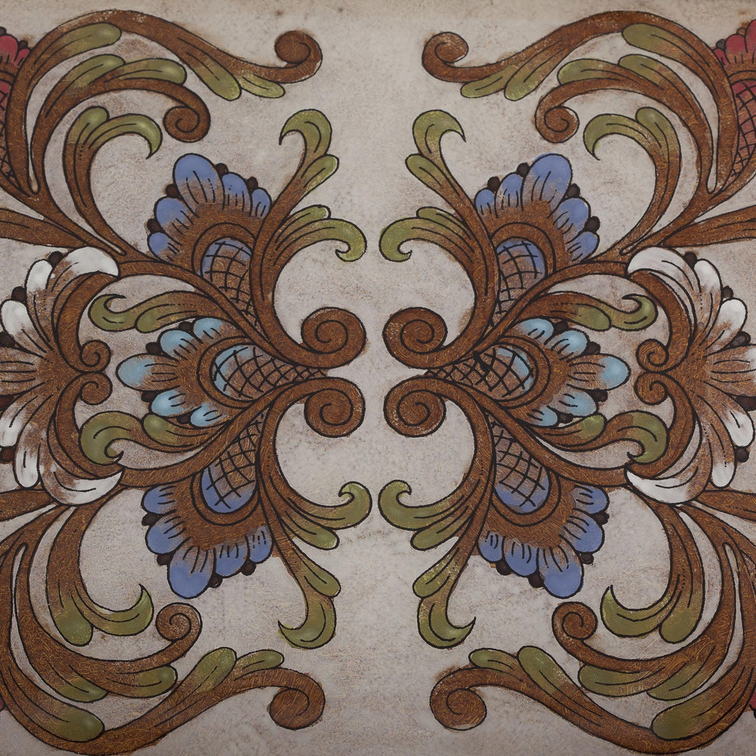 Handmade Reverse Painted Glass Tray from Peru - Tropical Arrangement