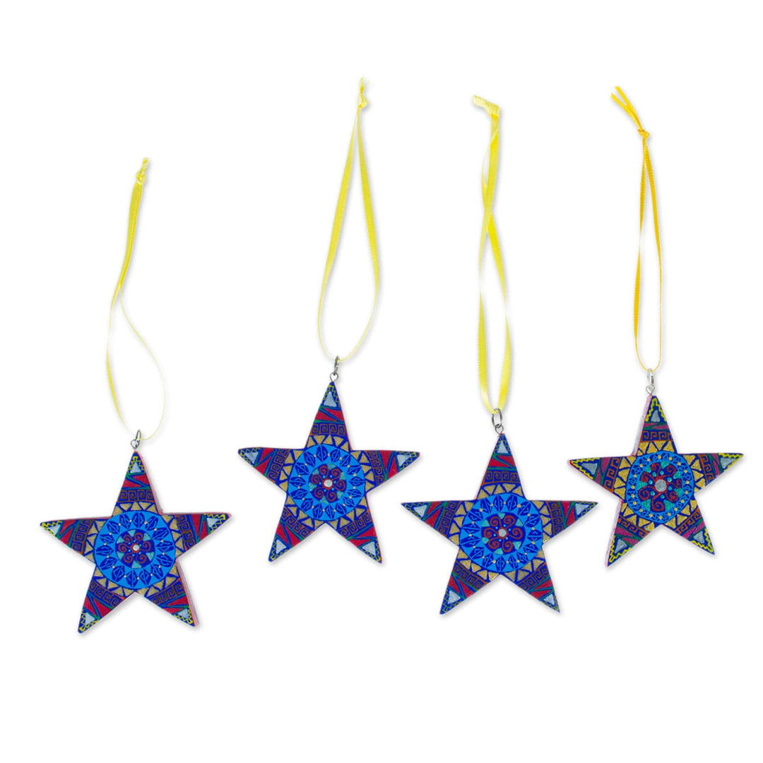 3 Artisan Handcrafted Mexican Alebrije Star Ornaments - Alebrije Star