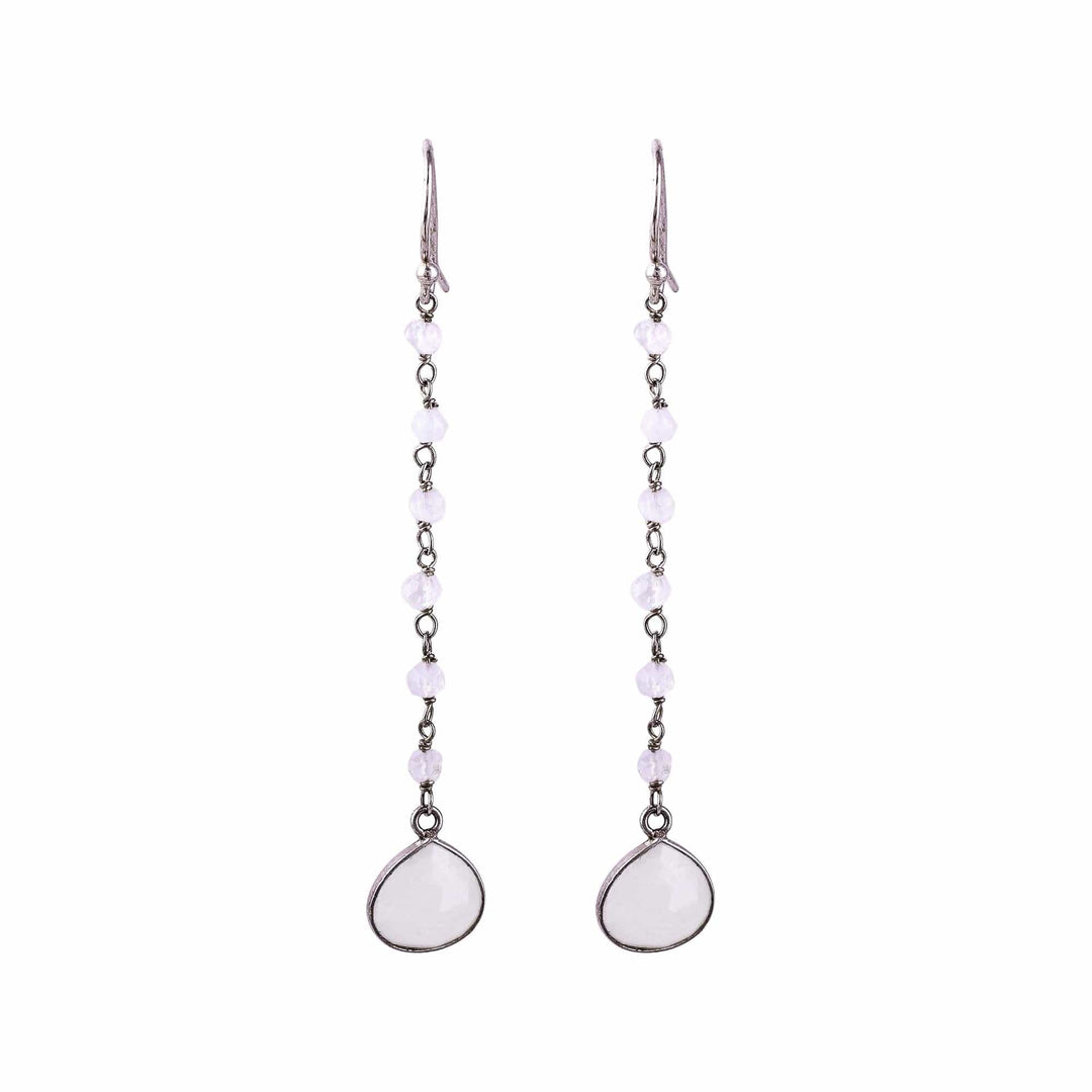 Rainbow Moonstone Teardrop Dangle Earrings - Morning Drops