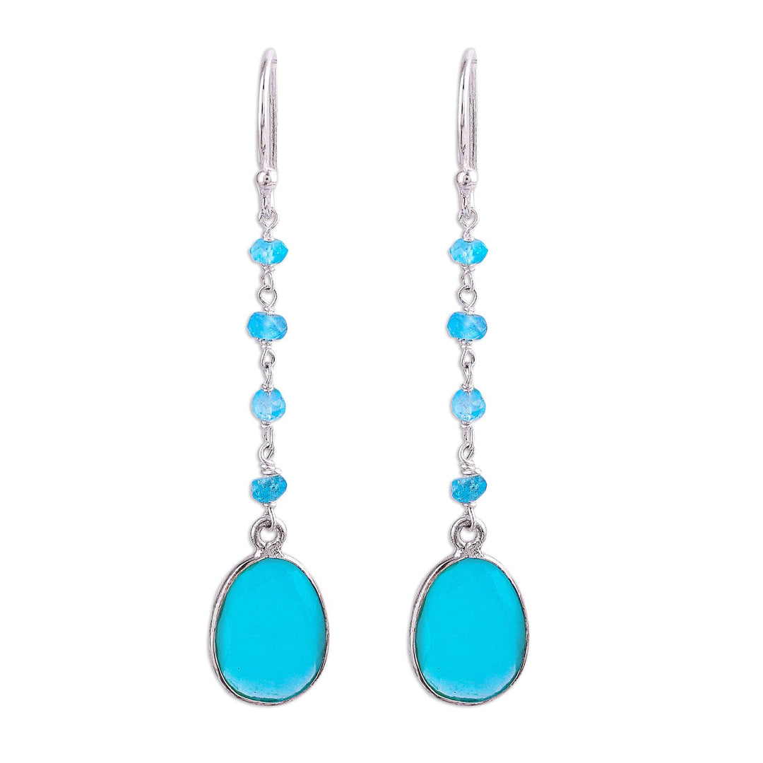 Chalcedony Multi-Stone Dangle Earrings - Raining Drops