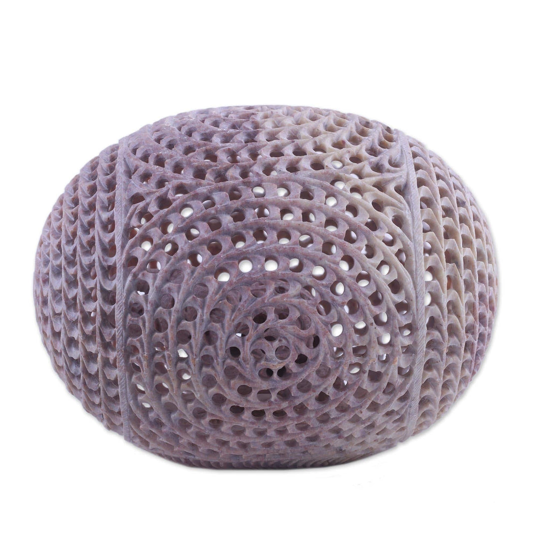 Handcrafted Jali Soapstone Egg Sculpture - Delightful Egg