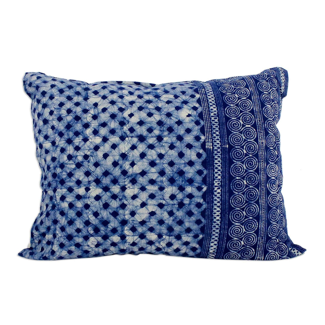 Indigo Cotton Batik Rectangular Cushion Cover - Modern Indigo