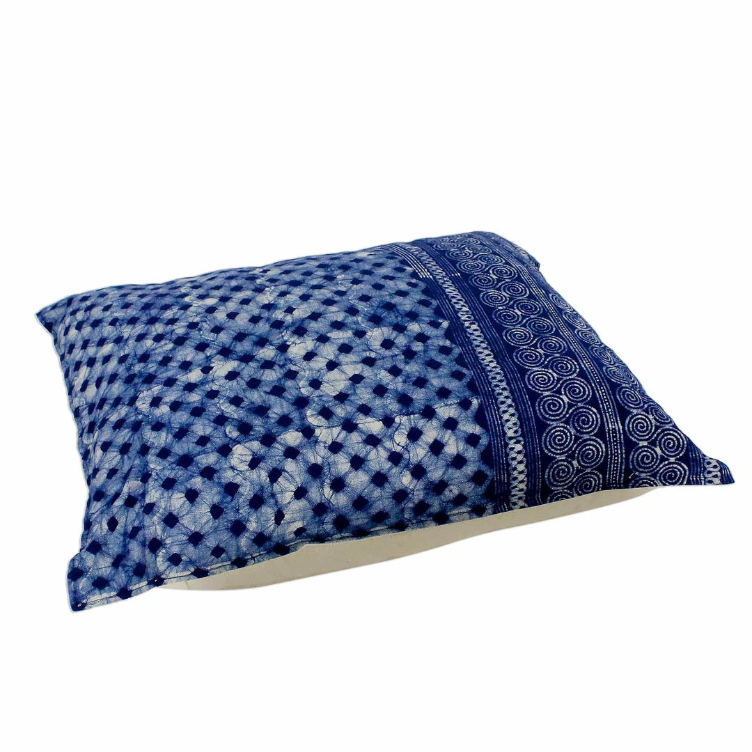 Indigo Cotton Batik Rectangular Cushion Cover - Modern Indigo