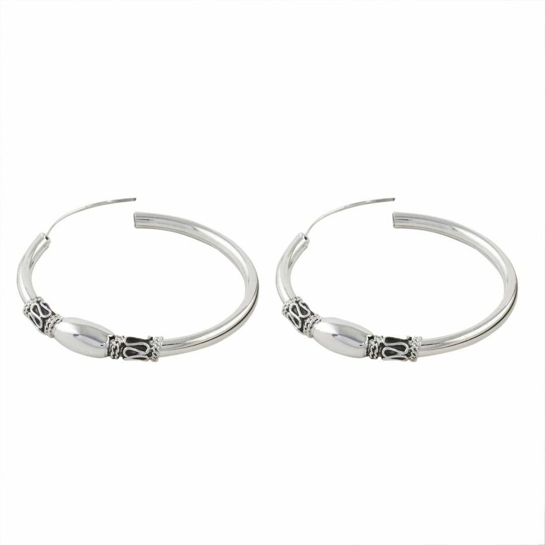 Gleaming Sterling Silver Hoop Earrings from Thailand - Cool Rounds