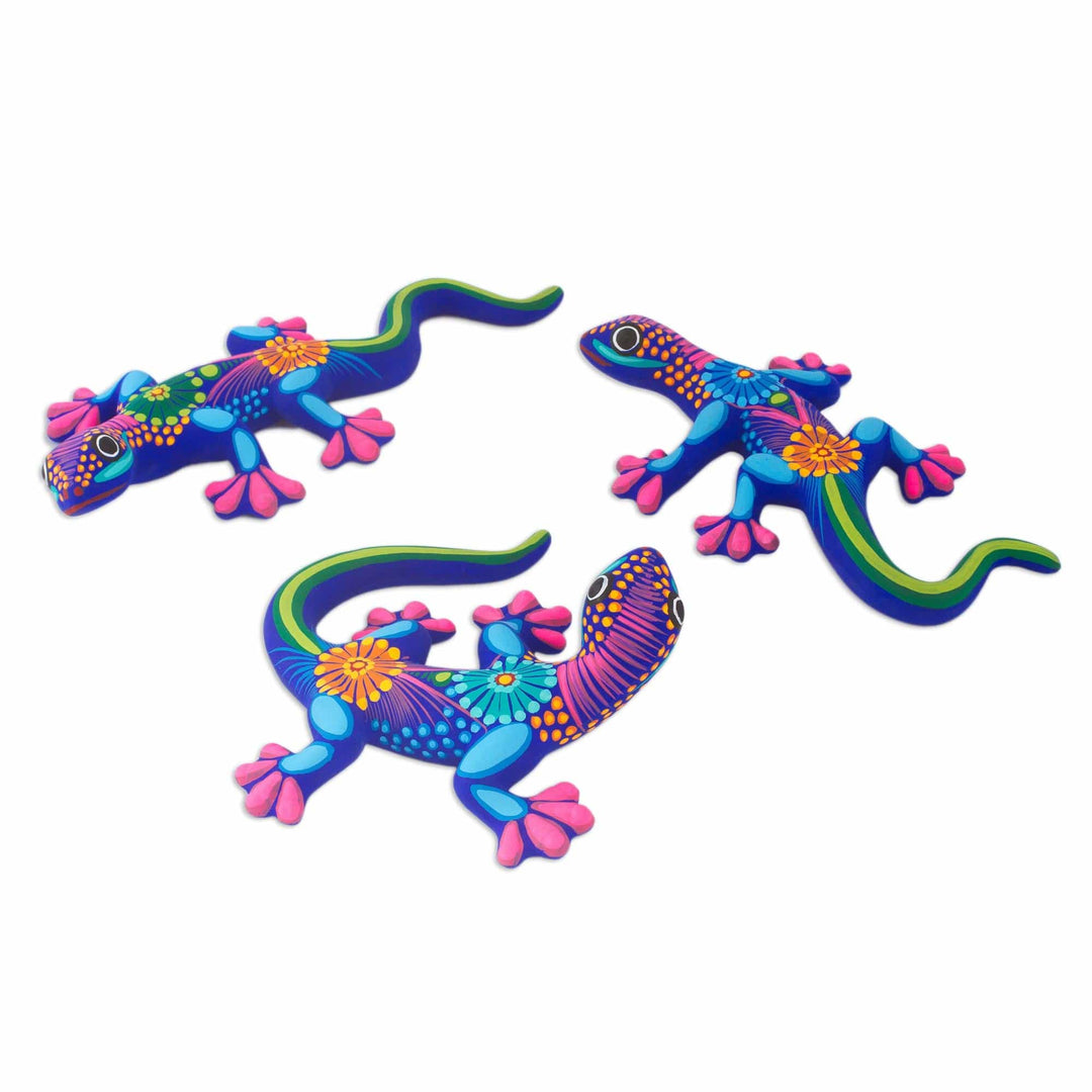 Hand Painted Mexican Ceramic Wall Art Lizards (Set of 3) - Lizard Fun