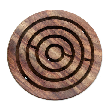 Handcrafted Acacia Wood Maze Game from India - Smooth Operator