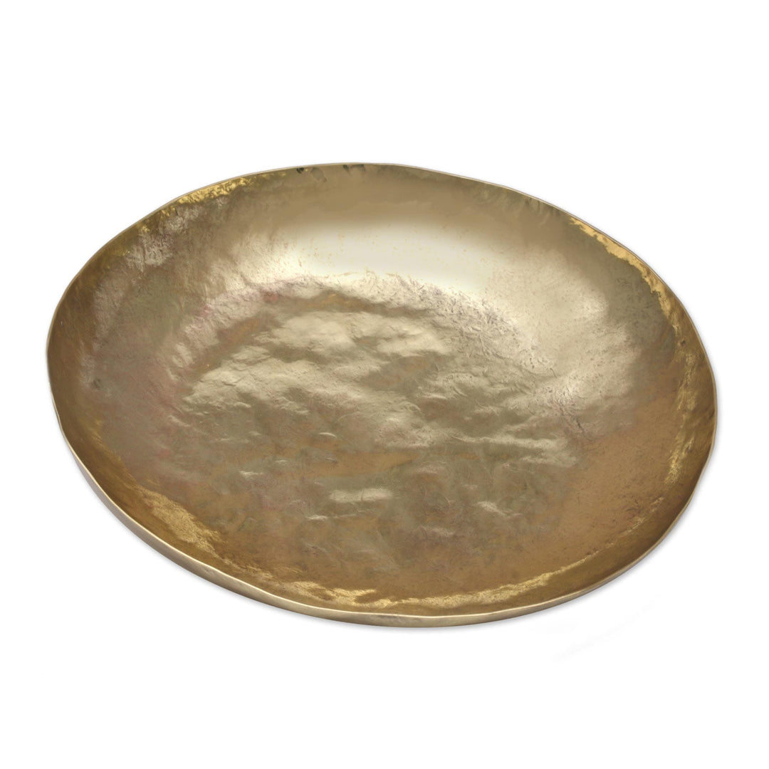 5.5-Inch Artisan Handcrafted Brass Centerpiece Catchall - Goldenrod Aura