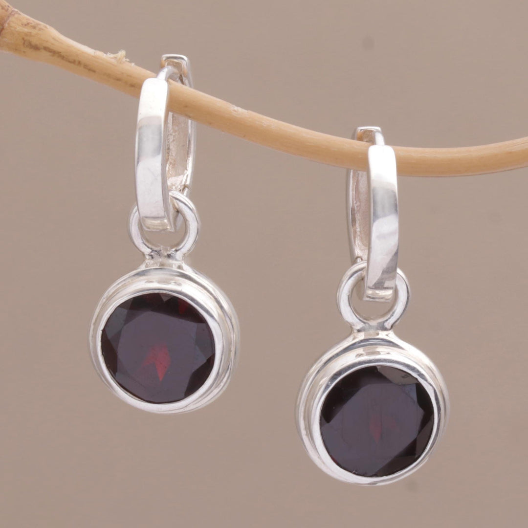 2.5 Carat Garnet Hoop Dangle Earrings from Bali - Stoplight
