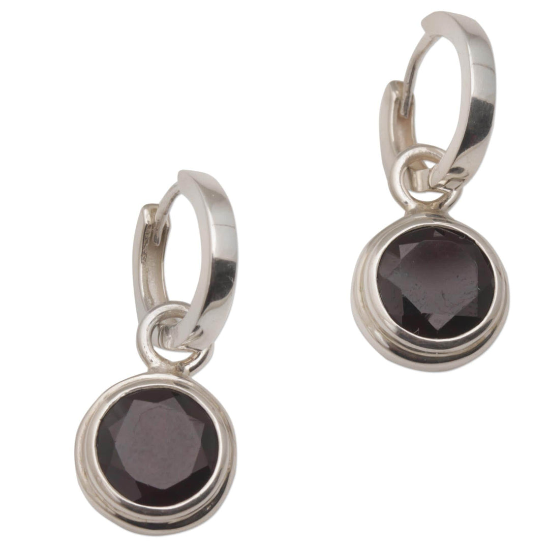 2.5 Carat Garnet Hoop Dangle Earrings from Bali - Stoplight