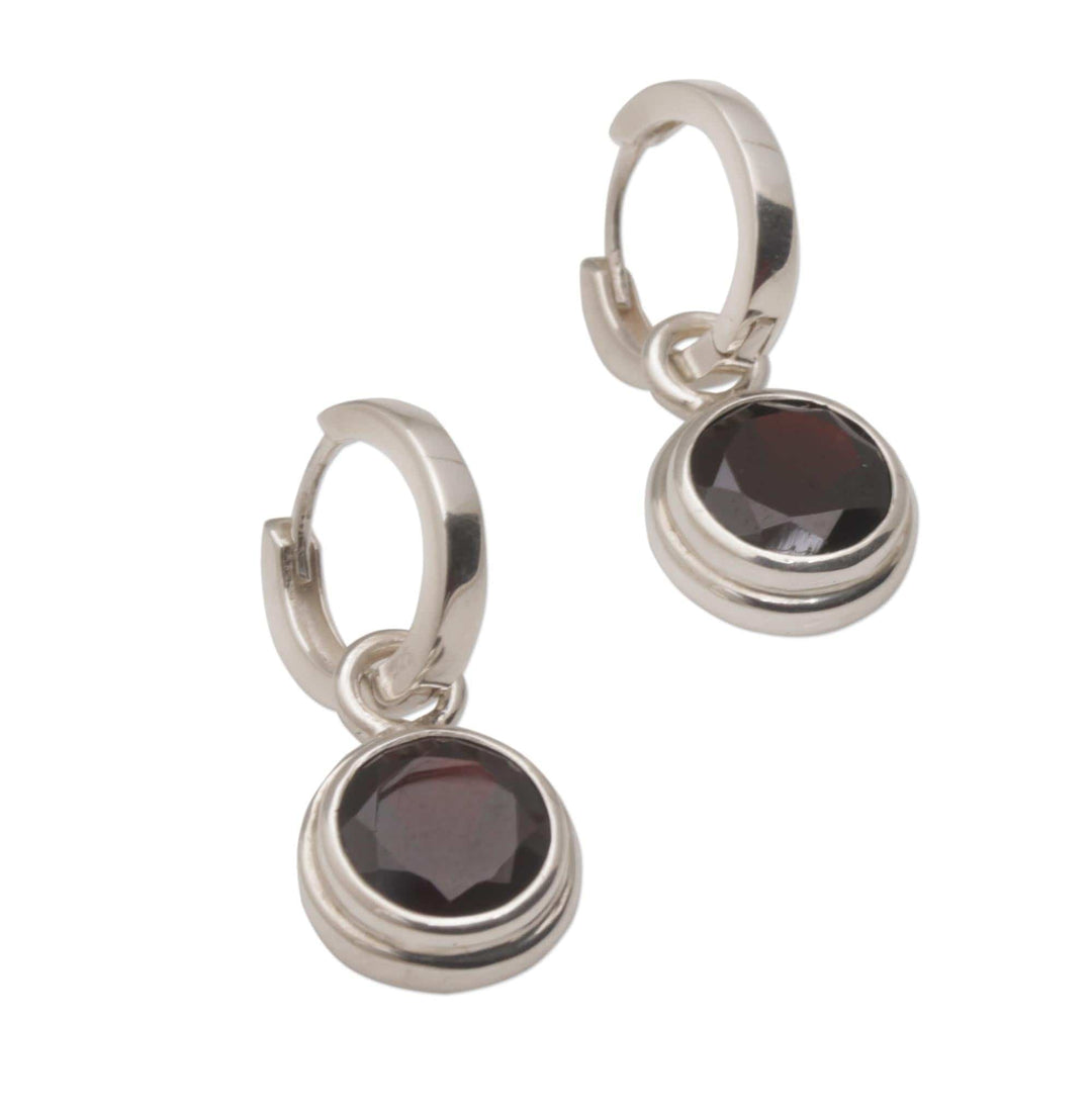 2.5 Carat Garnet Hoop Dangle Earrings from Bali - Stoplight