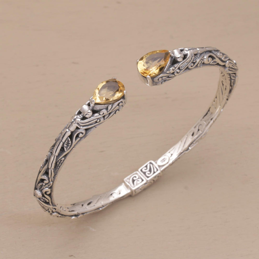 Fair Trade Silver and Citrine Hinged Cuff Bracelet - Looking for You
