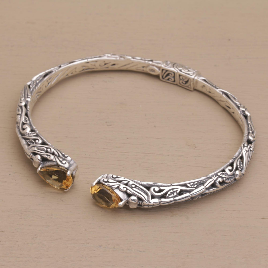 Fair Trade Silver and Citrine Hinged Cuff Bracelet - Looking for You