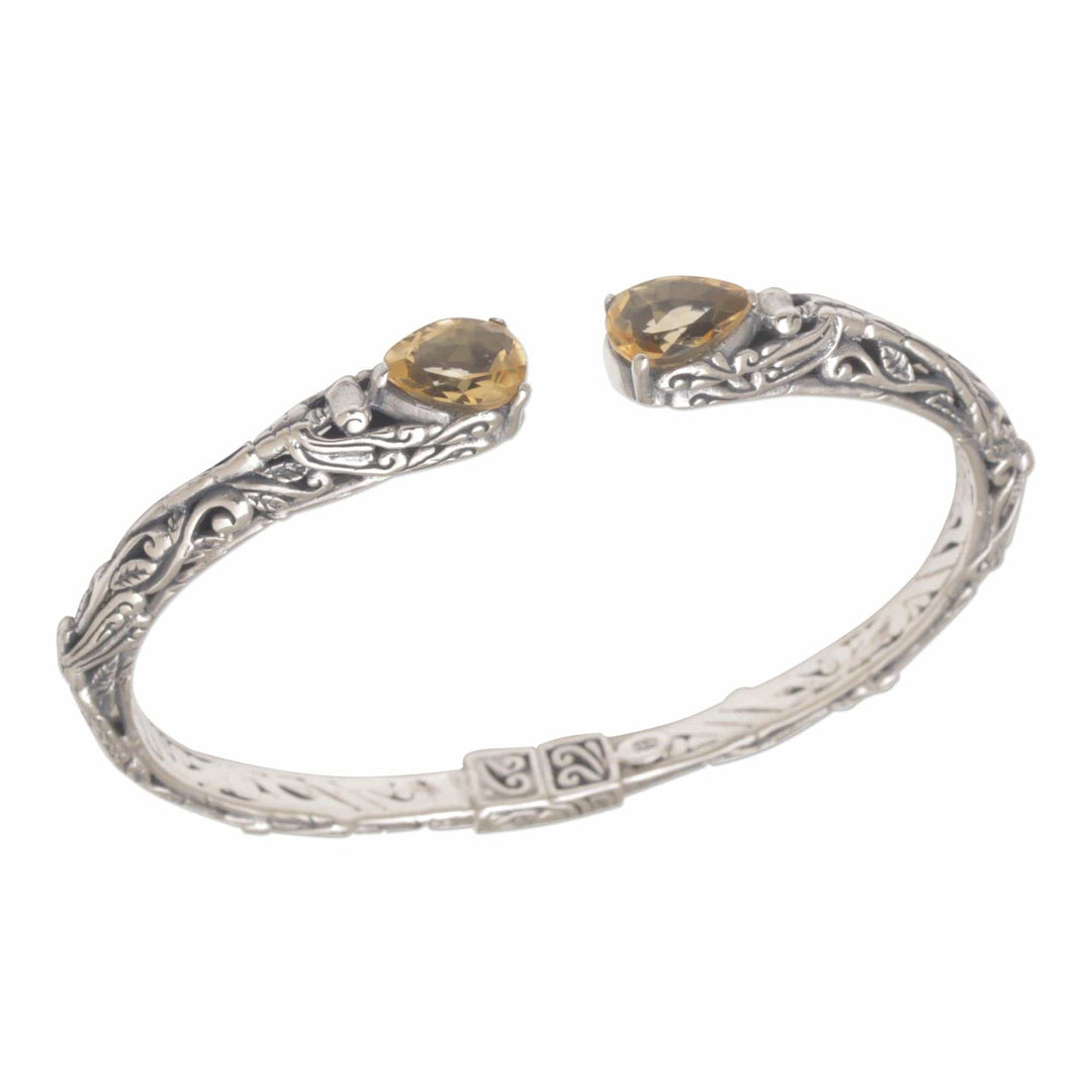 Fair Trade Silver and Citrine Hinged Cuff Bracelet - Looking for You
