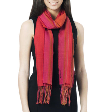 Alpaca Blend Scarf in Paprika and Carrot from Peru - Rioja Flavor