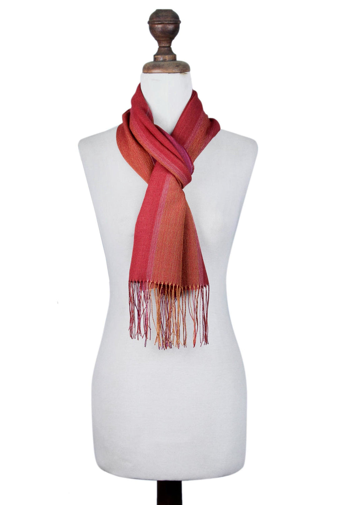 Alpaca Blend Scarf in Paprika and Carrot from Peru - Rioja Flavor