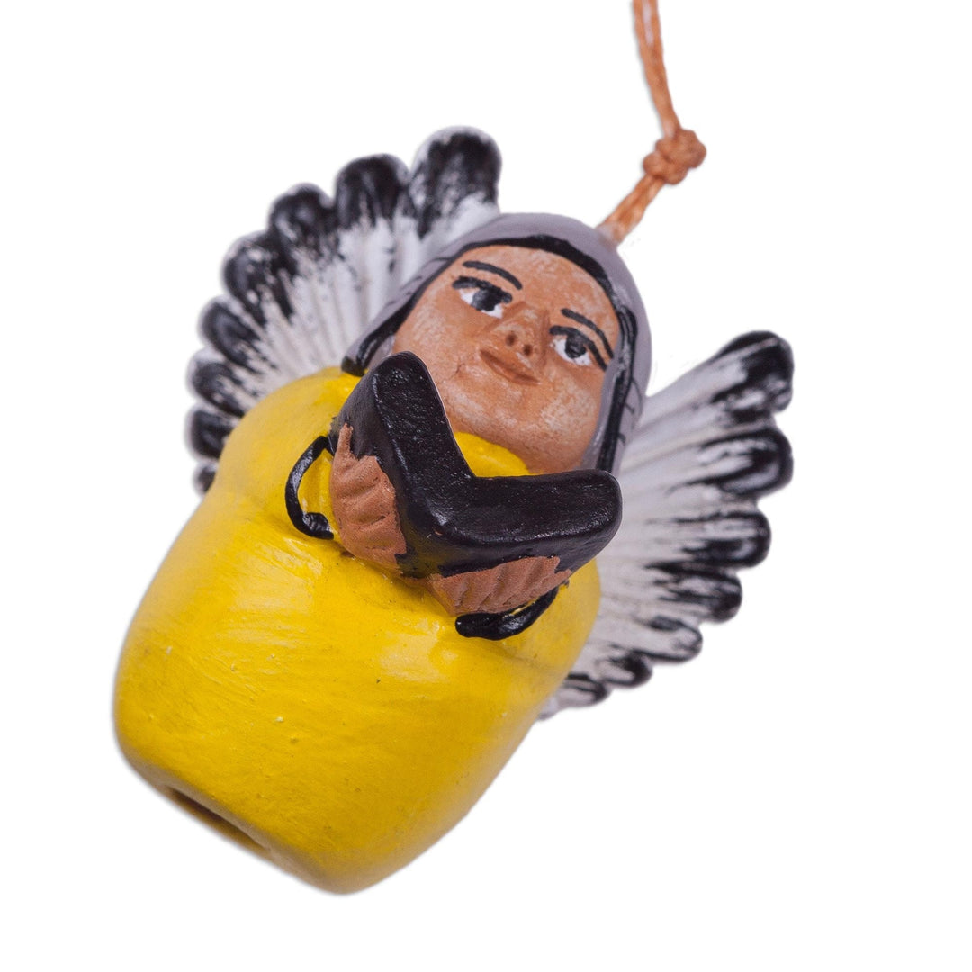 Four Hand-Painted Ceramic Musical Angel Ornaments from Peru - Angel Band