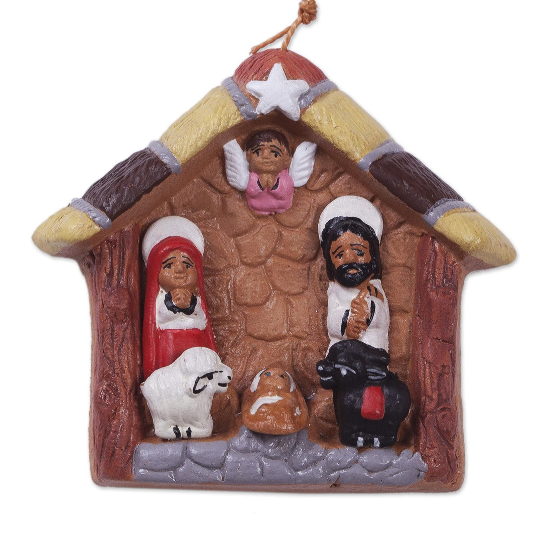 Set of Four Ceramic Nativity Ornaments from Peru - Happy Parties