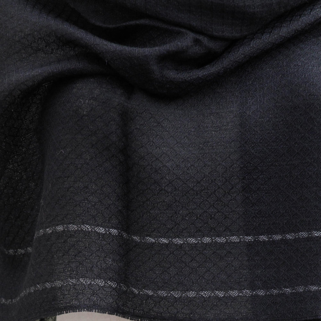 Handwoven Alpaca Blend Shawl in Black from Peru - Sensual Mystery