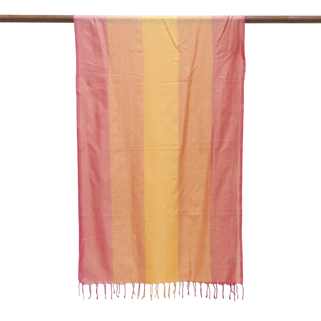 Hand Woven Yellow and Orange Silk Shawl - Sunset Over India