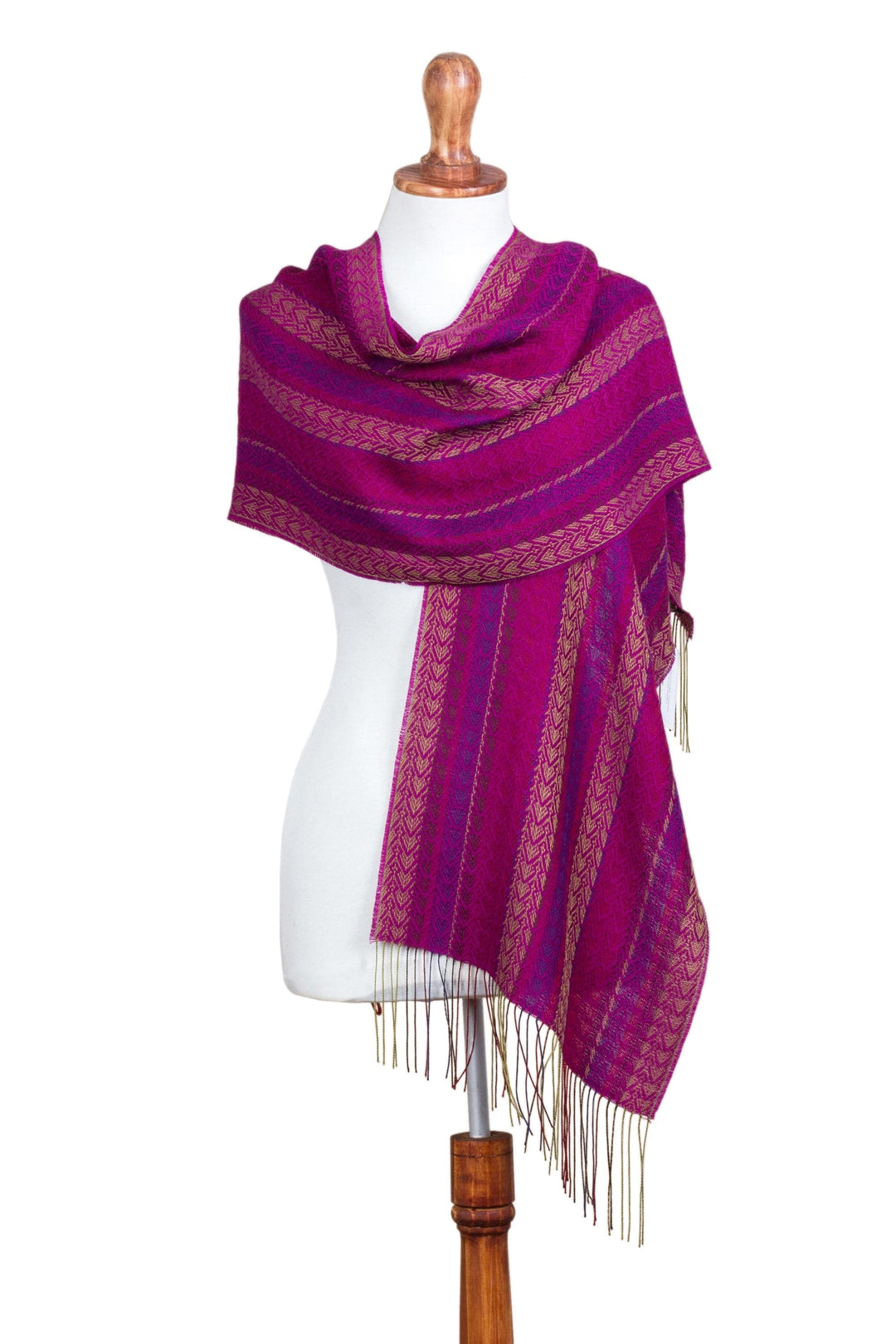 Alpaca Blend Wrap Scarf with Wave Motifs from Peru - Effortless Style