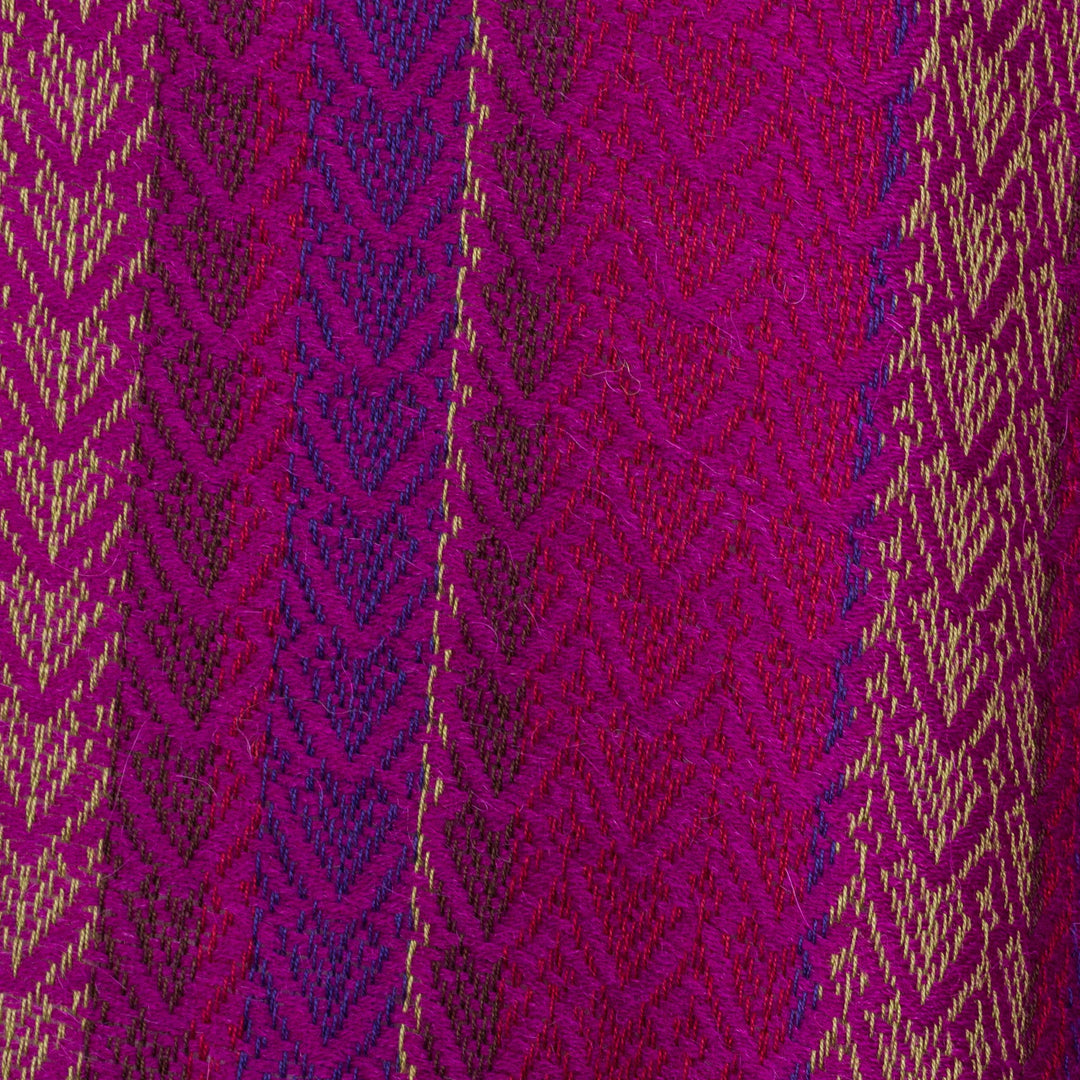 Alpaca Blend Wrap Scarf with Wave Motifs from Peru - Effortless Style