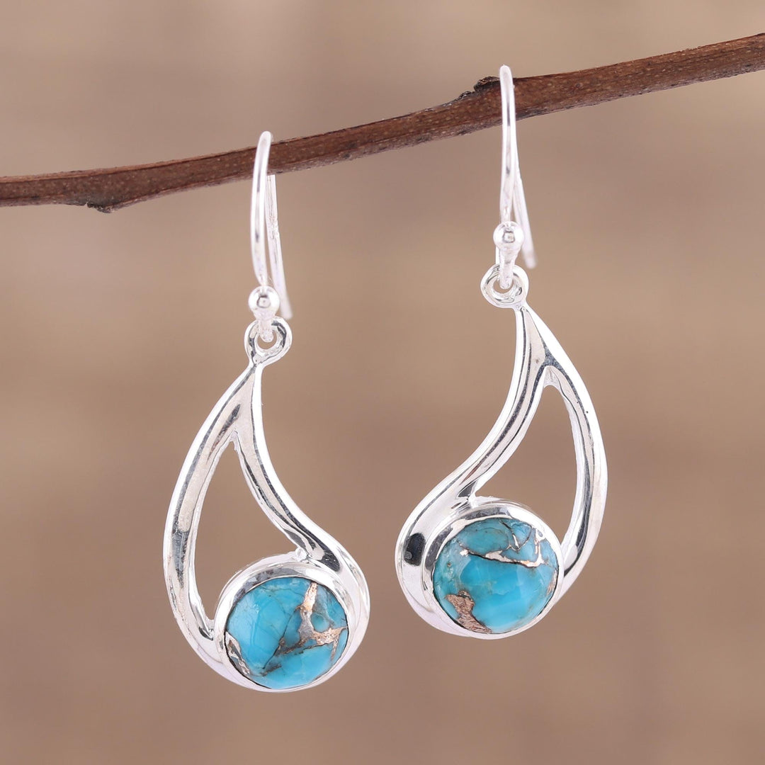 Sterling and Blue Composite Turquoise Earrings - Aqueous Charm