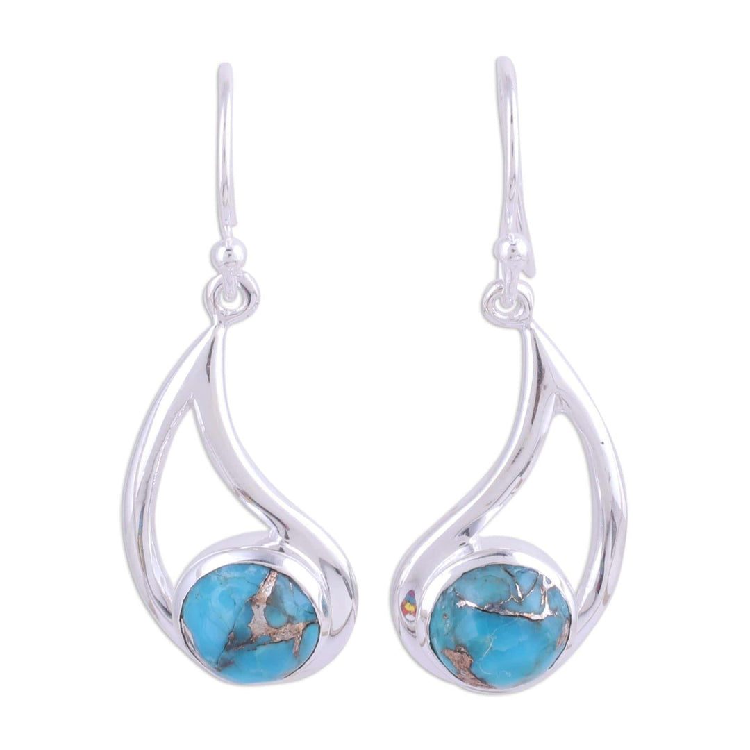 Sterling and Blue Composite Turquoise Earrings - Aqueous Charm