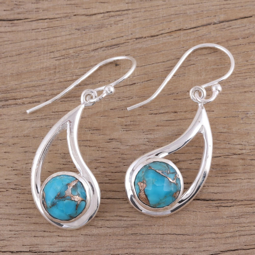 Sterling and Blue Composite Turquoise Earrings - Aqueous Charm