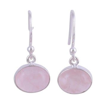 Dangle Earrings with Sterling Silver and Rose Quartz - Pink Aurora