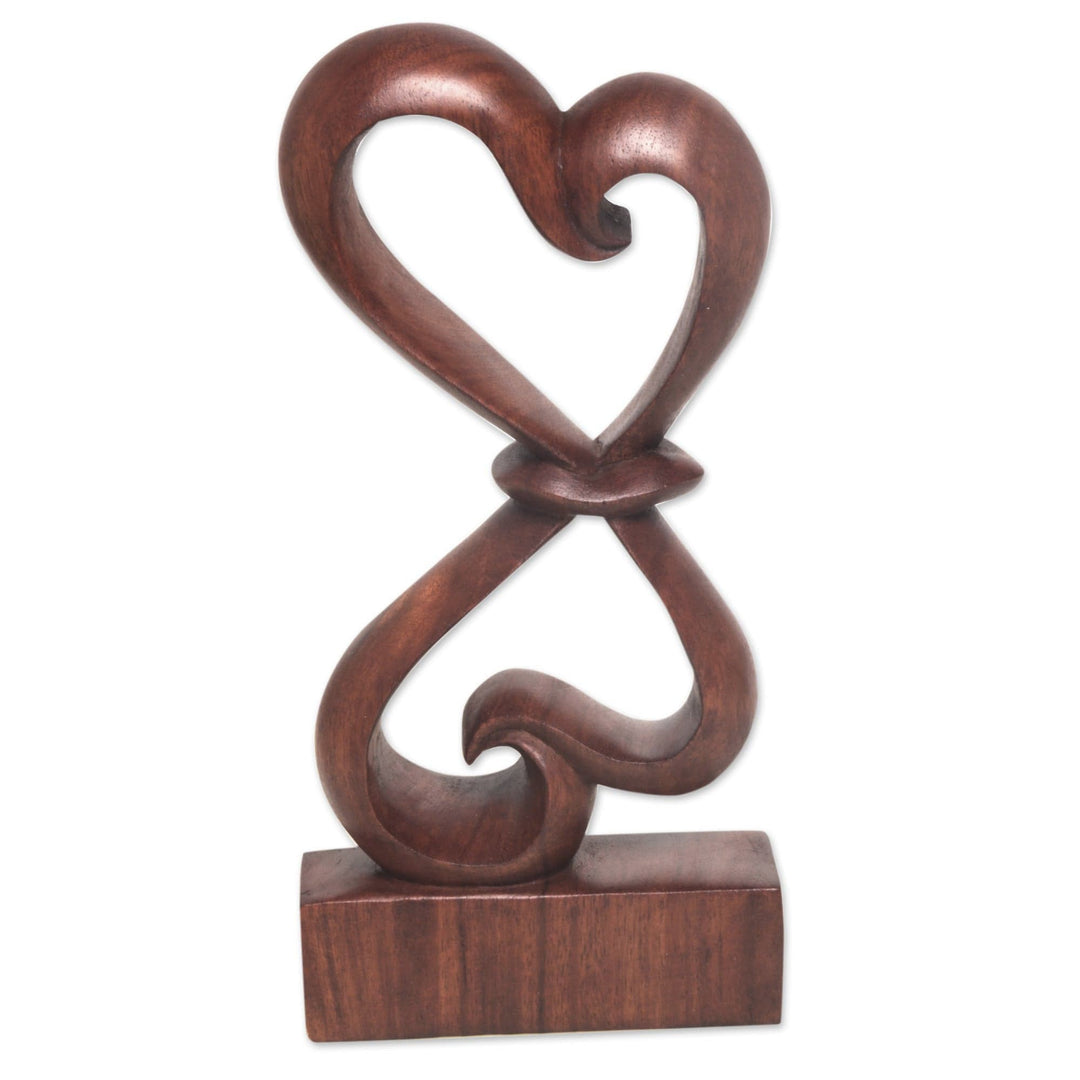 Hand-Carved Balinese Wood Sculpture - Heartfelt