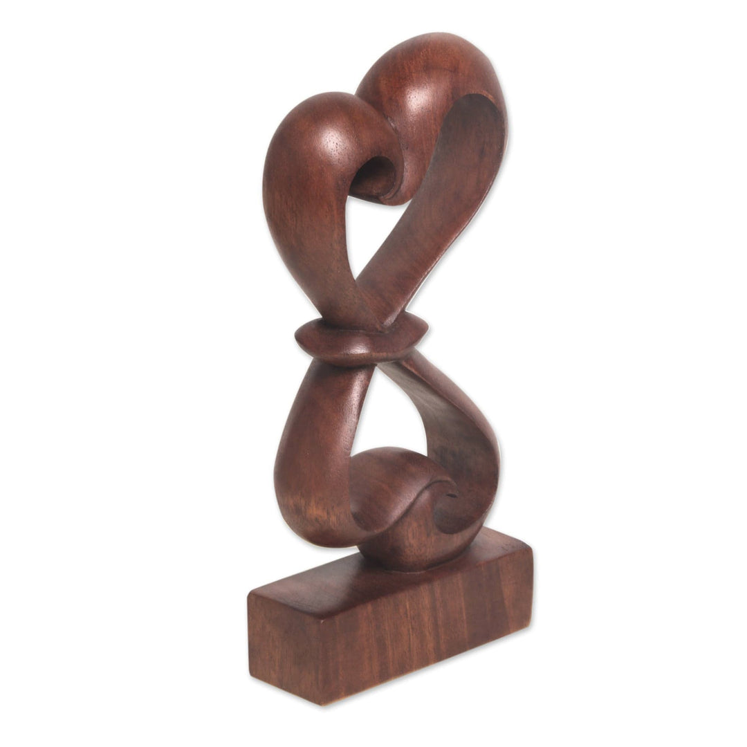 Hand-Carved Balinese Wood Sculpture - Heartfelt