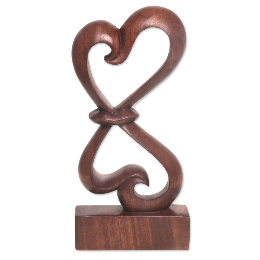 Hand-Carved Balinese Wood Sculpture - Heartfelt