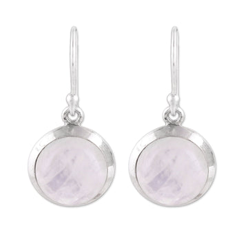 Rainbow Moonstone and Sterling Silver Dangle Earrings - Celestial Promise