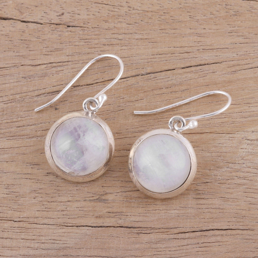 Rainbow Moonstone and Sterling Silver Dangle Earrings - Celestial Promise