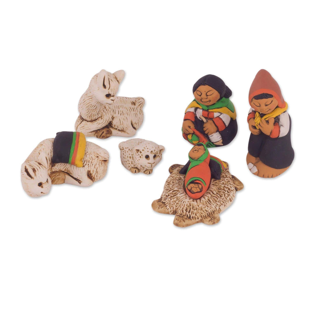 Andean Style Petite Ceramic Nativity Scene (7 Pieces) - Hope of the Andes