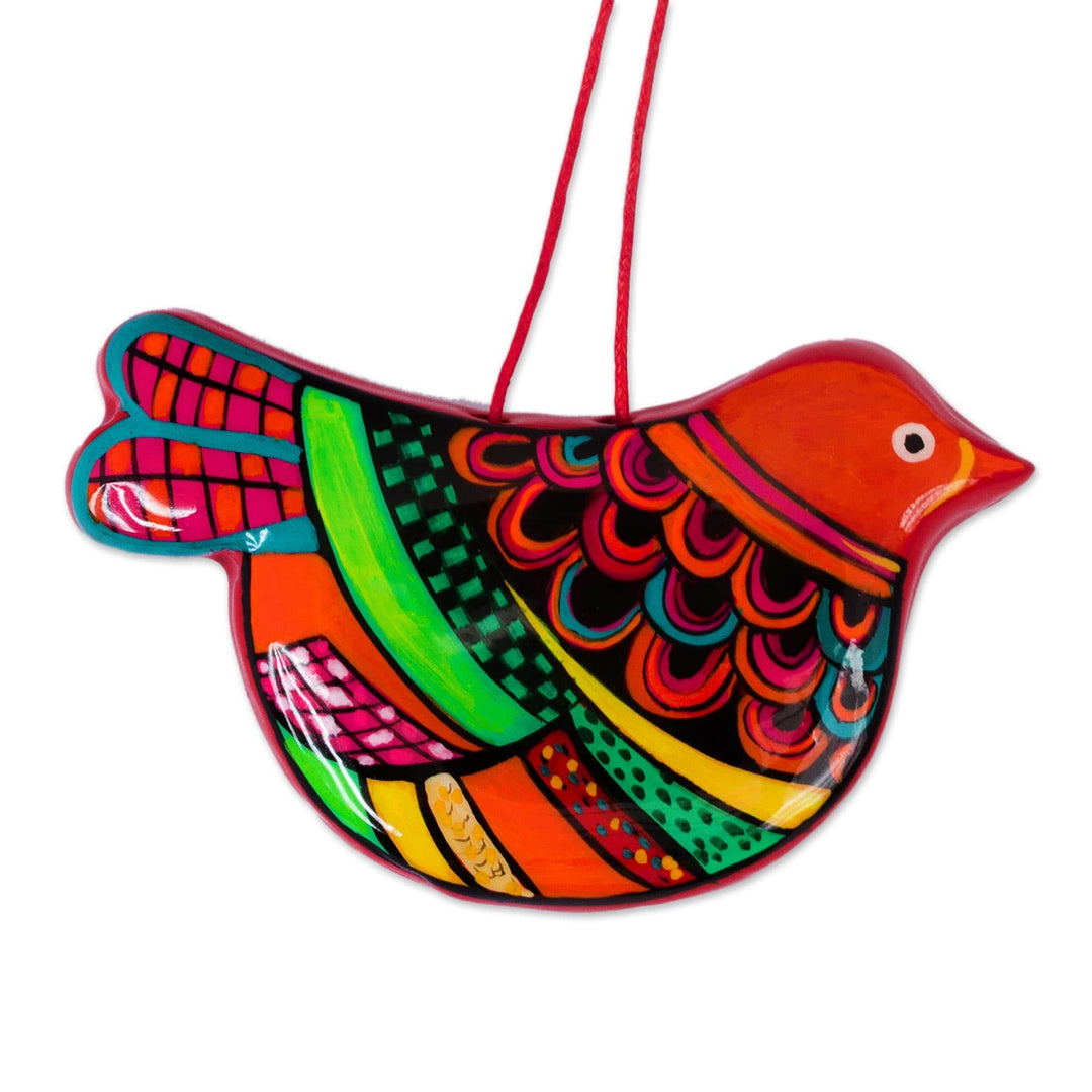 Ceramic Handcrafted and Painted Orange Dove Ornaments (Pair) - Happy Ginger Dove