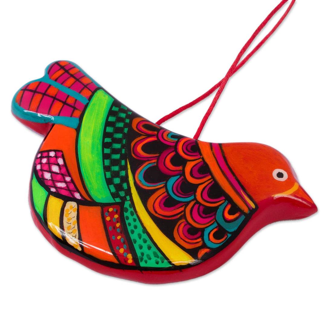 Ceramic Handcrafted and Painted Orange Dove Ornaments (Pair) - Happy Ginger Dove